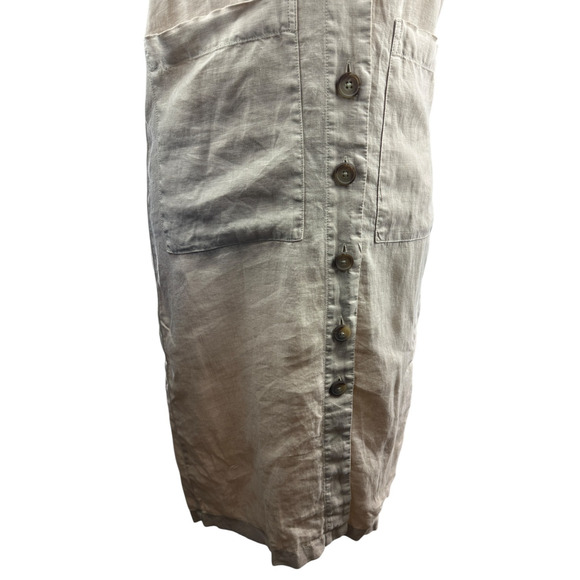 NWT Lou & Grey 100% Linen Dress Midi Maxi SS Tan Beige Button Front Size XXS - Picture 5 of 11